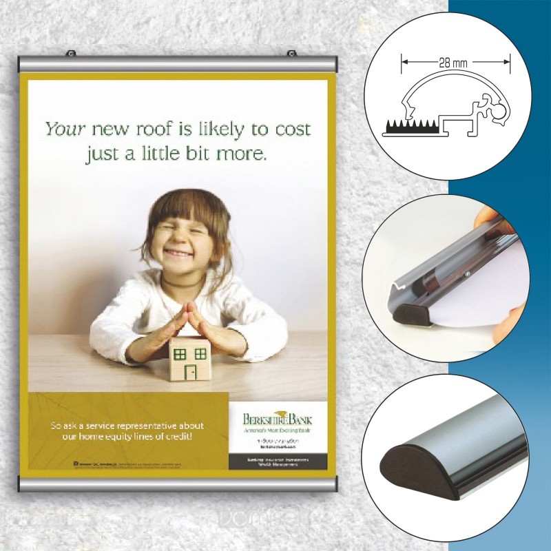 Aluminijast "snap" profil na gumo - 28 mm