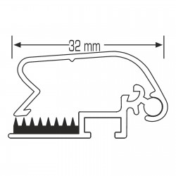 Aluminijast "snap" profil na gumo - 32 mm
