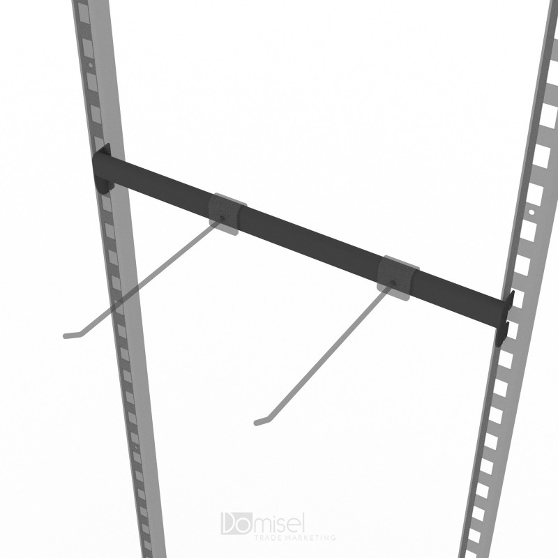 Ovalni črn RAL9005 nosilec kljukic - 480 x 15 x 30 mm - K40