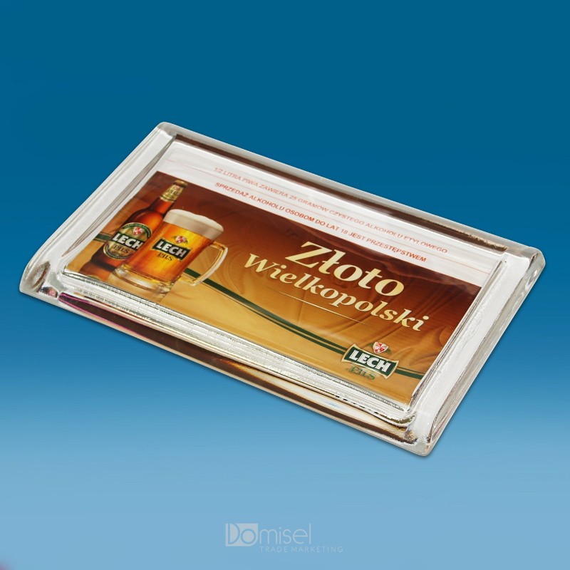 Steklen oglat gotovinski pladenj - 220 x 140 x 18 mm