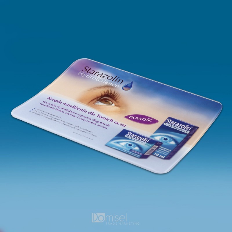 Steklen zaobljen gotovinski pladenj s tiskom CMYK - 210 x 150 x 22 mm