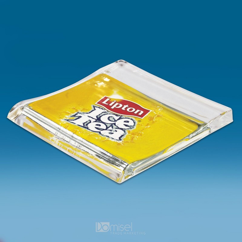 Steklen oglat gotovinski pladenj s tiskom CMYK - 174 x 173 x 18 mm