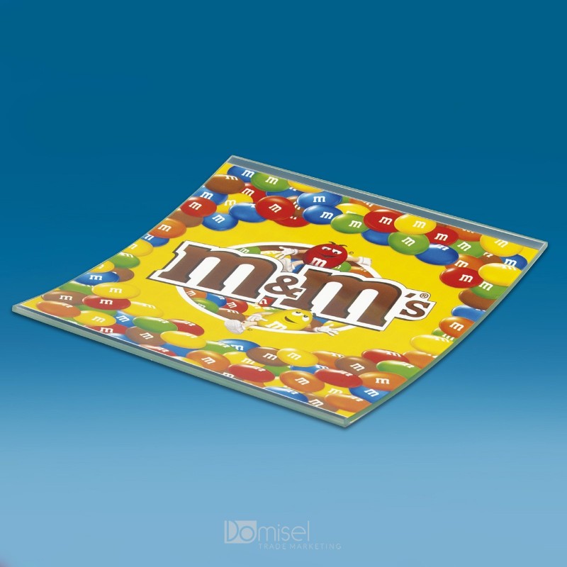 Steklen oglat gotovinski pladenj s tiskom CMYK - 180 x 180 x 20 mm