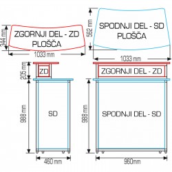 Zložljiv ovalen promocijski dvojni pult - 1033 x 562 mm