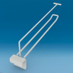 Kovinska dvojna drsna oglata kljukica z nosilcem za ceno - 250 - siva struk. RAL7035 - DOG00094