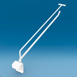 Kovinska enojna drsna oglata kljukica z nosilcem za ceno - 400 - bela RAL9016