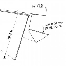 Censka letvica - za police od 18 do 22 mm - bela - eksturdirana - D1000 V40 G24