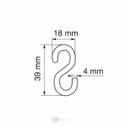 Prozoren "S" kavelj - 39 mm