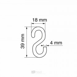 Bel plastičen "S" kavelj - 39 mm