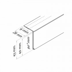 CENSKA LETVICA - 90° - EKSTRUDIRANA - PROZORNA  - PROZORNO LEPILO, ZNOTRAJ - D1000 V40 G30