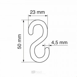Bel plastičen "S" kavelj - 50 mm