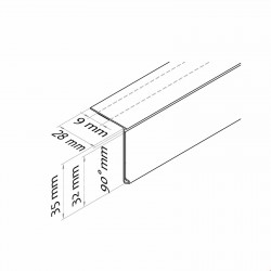 CENSKA LETVICA - 90° - EKSTRUDIRANA - PROZORNA - PROZORNO LEPILO, ZNOTRAJ - D1000 V32 G30