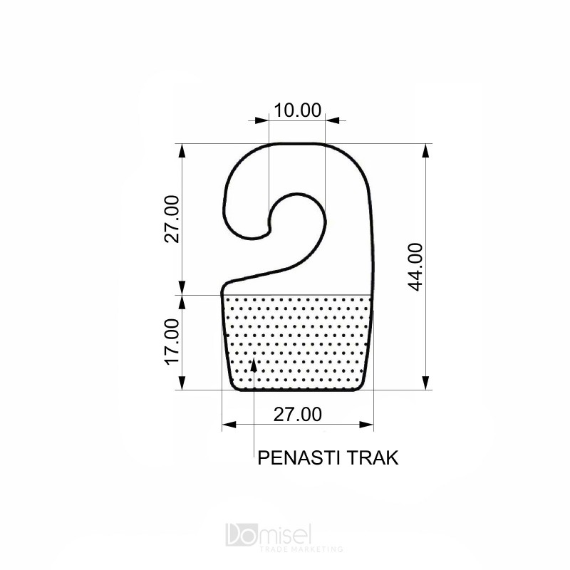 Odprti samolepilni obešalnik s penastim trakom - 27 x 44 mm