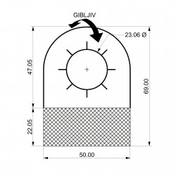 Zaprti samolepilni obešalnik za steklenice - V69 D50 Ø 23.6 mm - gibljiv samolepilni del