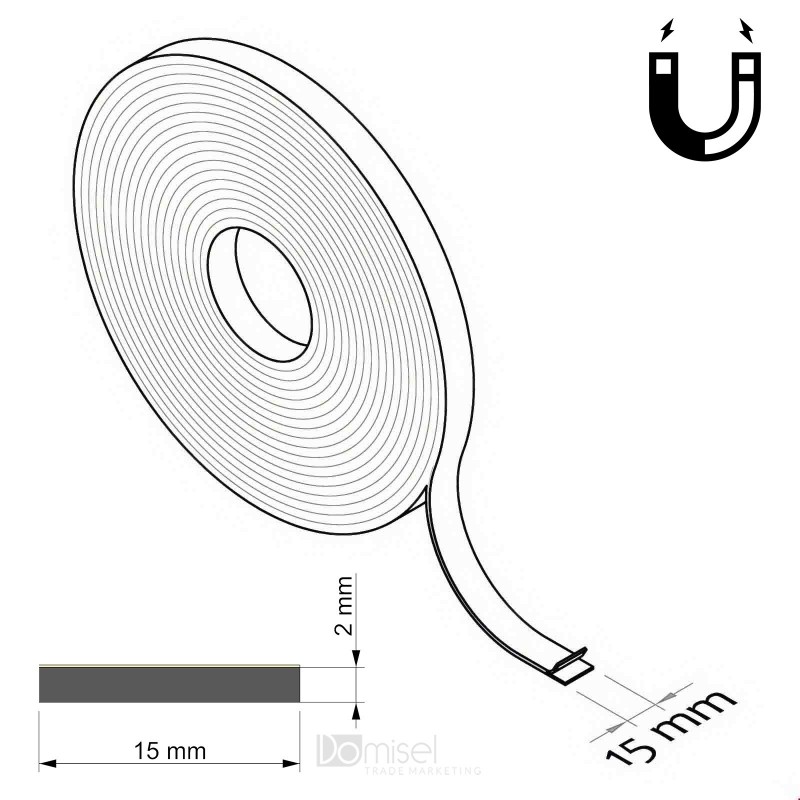 Magnetni samolepilni trakovi - 15 x 2 mm, D30 m