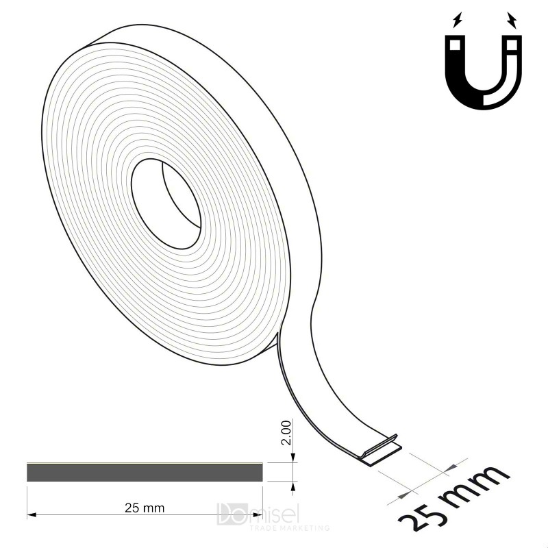 Magnetni samolepilni trakovi - 25 x 2 mm, D30 m