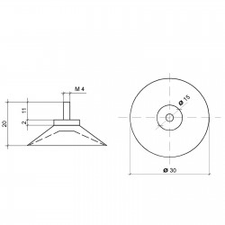 VAKUUMSKI PRISESEK - Z ZUNANJIM PLASTIČNIM NAVOJEM - Ø 30 mm - M4 - 11 mm