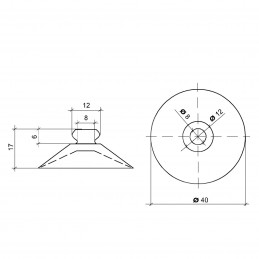 VAKUUMSKI PRISESEK -  Ø 40 mm - Z GUMBOM 12 mm