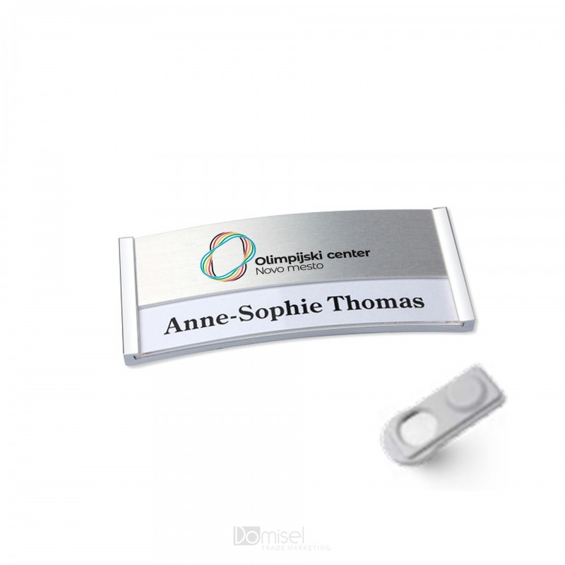 IMENSKA PRIPONKA Z LOGOTIPOM - MAGNET - D70 V30 - SREBRNA