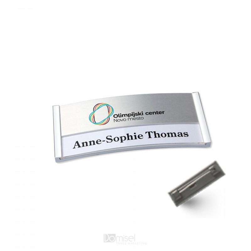 IMENSKA PRIPONKA Z LOGOTIPOM - IGLA - D70 V30 - SREBRNA