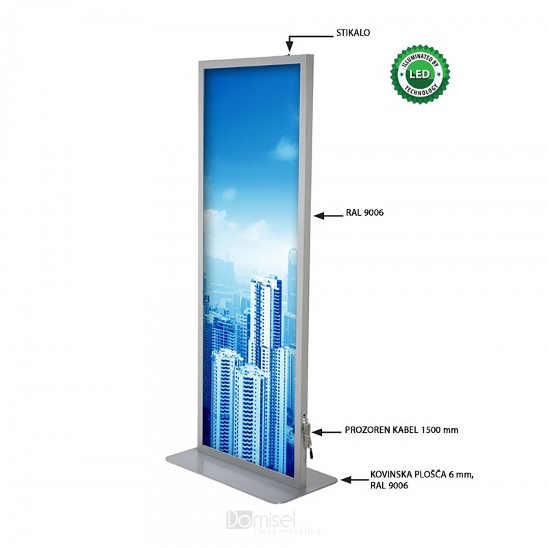 SVETLOBNI LED TOTEM - MAGNET - 620 X 1708 mm - SIV IN ČRN