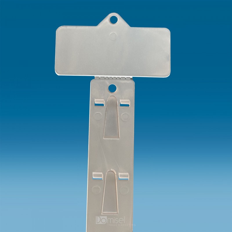 PLASTIČEN BEL TRAK S TOPERJEM - PERFORIRAN - ZA OBEŠANJE IZDELKOV - 12 KLJUKIC