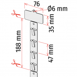 PLASTIČEN BEL TRAK S TOPERJEM - PERFORIRAN - ZA OBEŠANJE IZDELKOV - 12 KLJUKIC