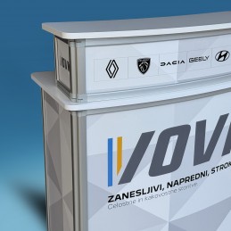 Zložljiv ovalen promocijski dvojni pult - 1033 x 562 mm