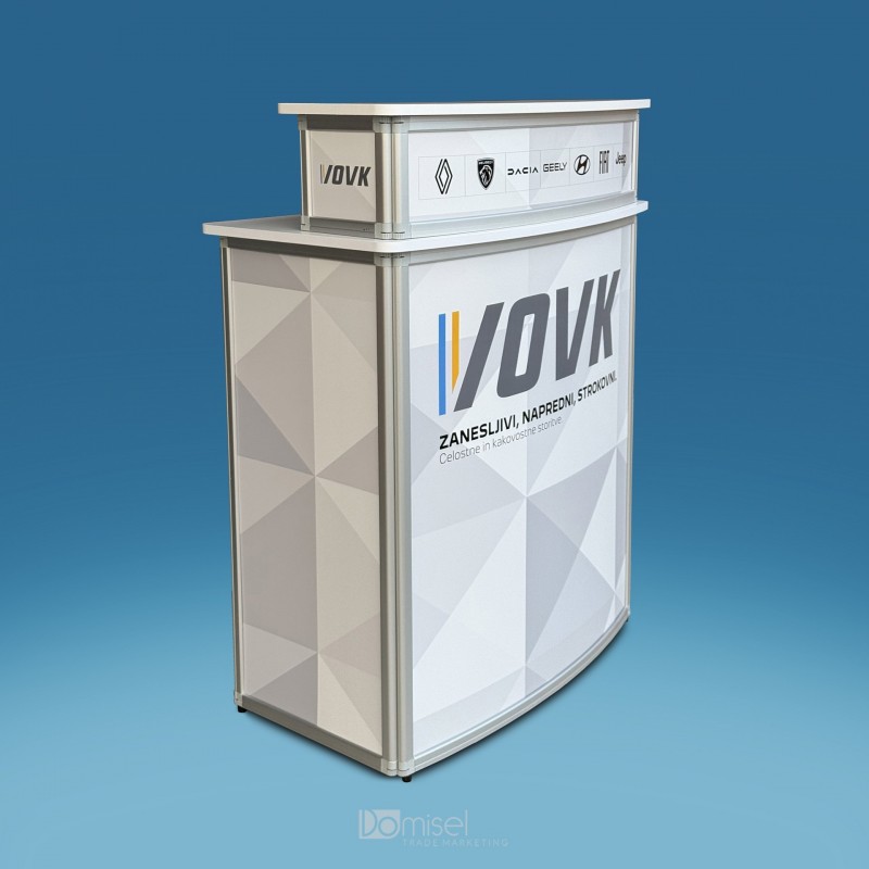 Zložljiv ovalen promocijski dvojni pult - 1033 x 562 mm