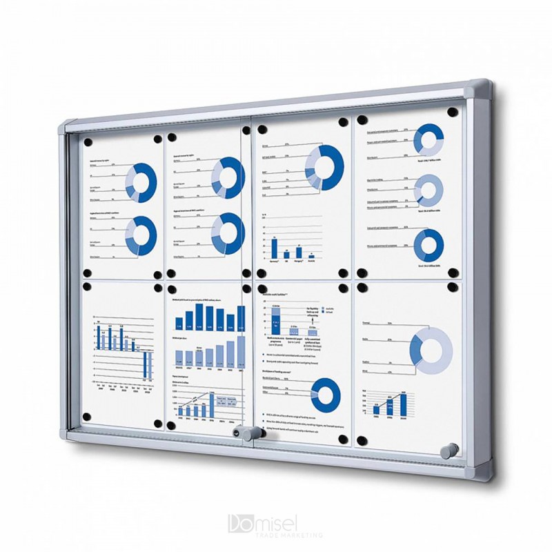 OGLASNA DESKA Z MAGNETNO TABLO - SREBRNA - DRSNA VRATA - 940 x 675 mm (8 x A4)