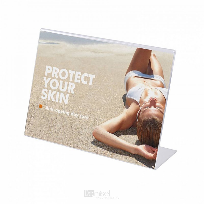 NAMIZNO STOJALO ZA REKLAME - L - LEŽEČE - PREMIUM - PROZORNO - RAZLIČNE VELIKOSTI