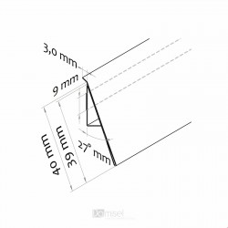 CENSKA LETVICA - 27° - ROČNO DELO - MAT - PROZORNO LEPILO, ZUNAJ - Z ROBOM NAZAJ - D1330 V38