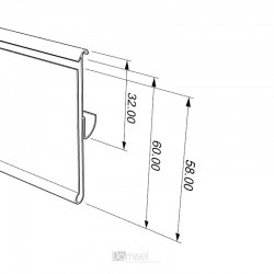 Censka letvica za police - 60 x 1000 mm - ekstrudirana