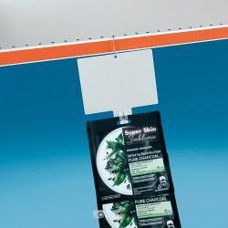 Plastičen bel trak s toperjem - 159 x 117 mm - za obešanje izdelkov iz polipropilena - 10 kljukic