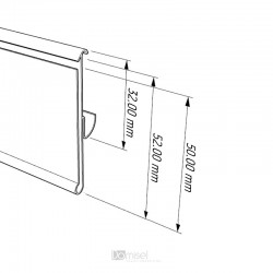 Censka letvica - 27° - za regale - ekstrudirana - D1000 V52