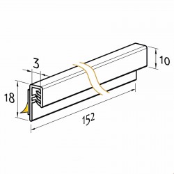 Samolepilne prijemalke za 2 mm debele komunikacije - 152 mm