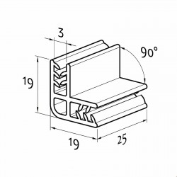 Dvostranska "L" prijemalka za 3 mm debele komunikacije - 25 mm