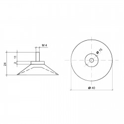VAKUUMSKI PRISESEK - Z ZUNANJIM PLASTIČNIM NAVOJEM - Ø 40 mm - M4 -11 mm