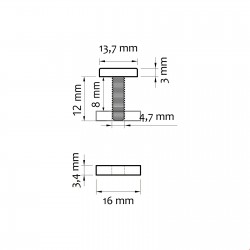 Nastavljiva "push" kovica s ploščato glavo - 13.7 mm