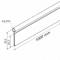 CENSKA LETVICA - ZA ŽIČNE OGRAJE - EKSTRUDIRANA - PROZORNA - D1000 V38 Ø9