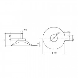 VAKUUMSKI PRISESEK -Z ZUNANJIM KOVINSKI NAVOJEM - Ø 130 mm - M6 - 16 mm