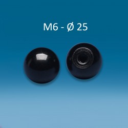 KROGLA Z NOTRANJIM NAVOJEM - Ø 25 mm - M6 - ČRNA