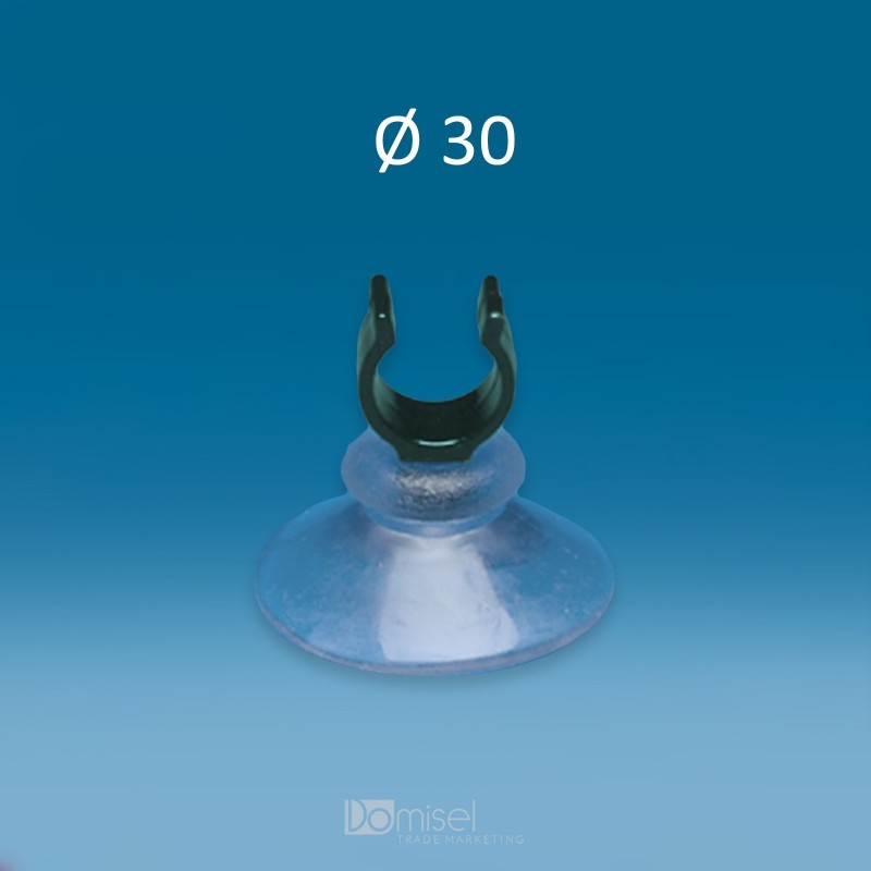 Prozoren vakuumski prisesek Ø 30 mm, s plastično sponko - 10 mm