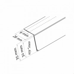 CENSKA LETVICA - 105° - EKSTRUDIRANA - PROZORNA - PROZORNO LEPILO, ZNOTRAJ - D1000 V32 G28