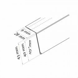 CENSKA LETVICA - 105° - EKSTRUDIRANA - PROZORNA - PROZORNO LEPILO, ZNOTRAJ - D1000 V40 G30
