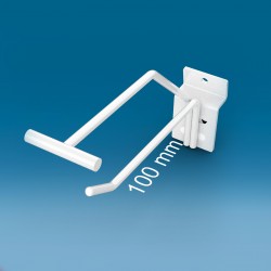 Kovinska enojna lamelna bela RAL9010 kljukica z nosilcem za ceno - 100 mm